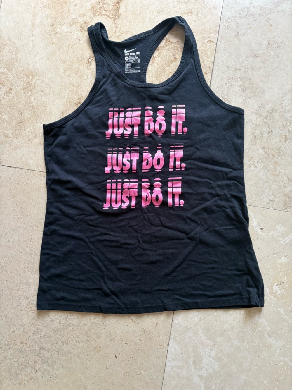 Nike Black Racerback Tank with Pink 'Just Do It' Accents